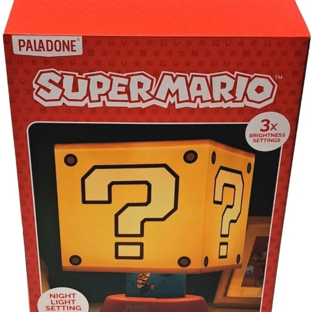 Super Mario Bros Icon Lamp Question Block with Mario Desk Lamp Night Light 3